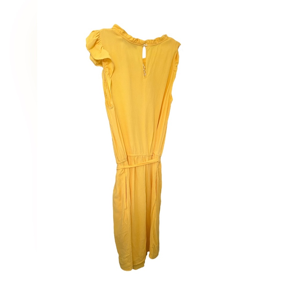 Loft Yellow Tie Waist Ruffle Sleeve Dress Size Large - Picture 2 of 3